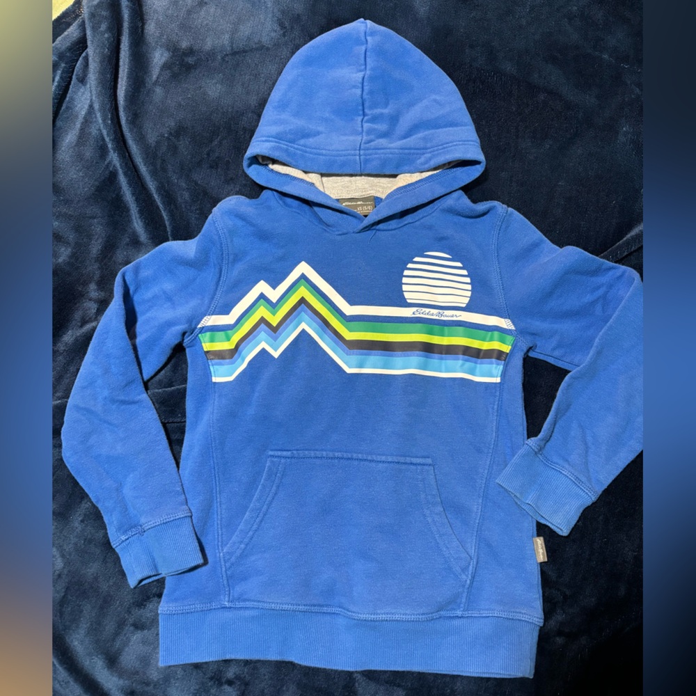 Blue Kids Hoodie with Striped Design
